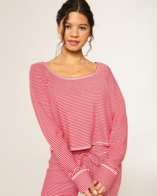 Hollister Pink Gilly Hicks Always Cozy Waffle Long-sleeve Scoop Top
