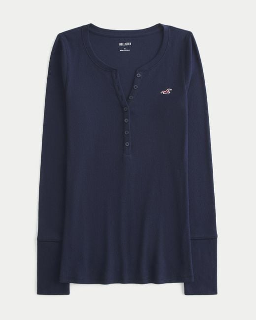 Hollister Blue Icon Henley