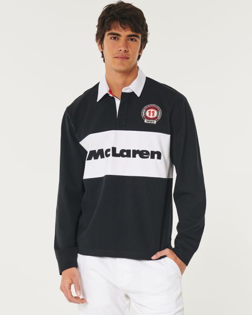 Hollister Black Long-sleeve Mclaren Graphic Rugby Polo for men