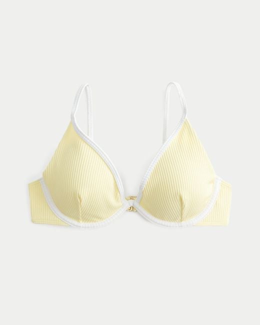 Hollister Natural Ribbed Plunge Underwire Bikini Top