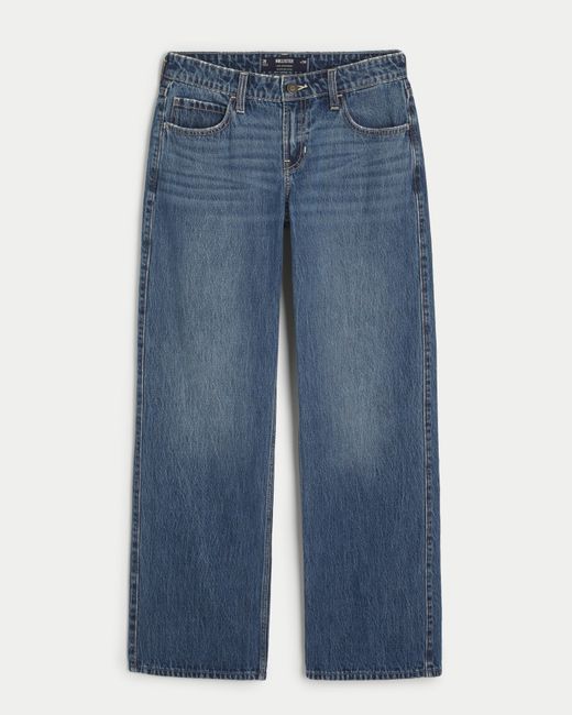 Hollister Blue Low-rise Dark Wash Baggy Jeans