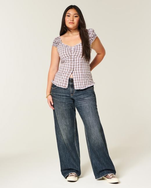 Hollister Blue Low-rise Y2k Dark Wash Baggy Jeans