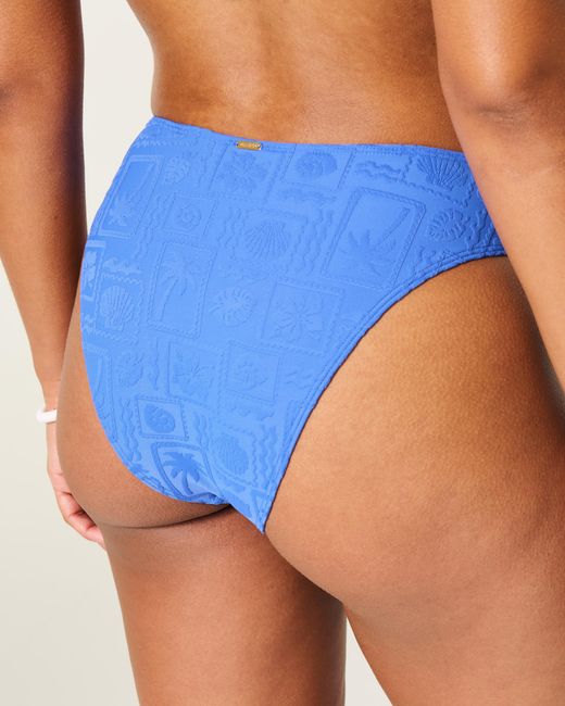 Hollister Blue Curvy High-waist Jacquard Cheeky Bikini Bottom