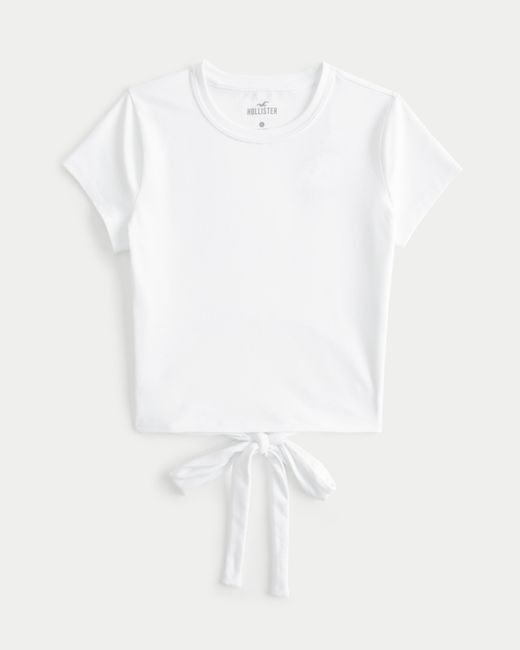 Hollister White Seamless Fabric Tie-back T-shirt