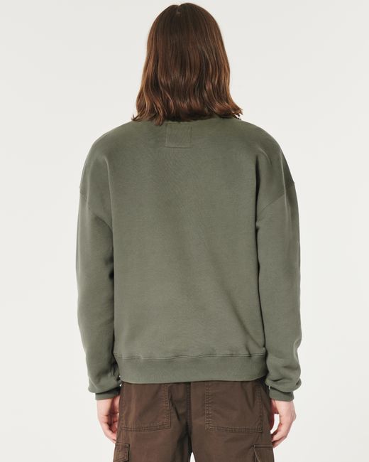 Hollister Kastiges Sweatshirt mit Rundhalsausschnitt in Green für Herren