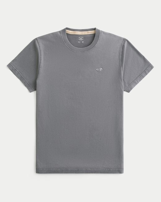 Hollister Gray Cotton Icon Crew T-shirt for men