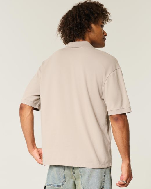 Hollister Natural Boxy Crop Washed Polo for men