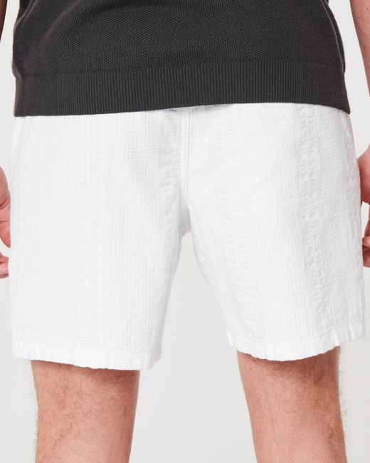 Hollister Seersucker-Shorts, 18 cm in White für Herren