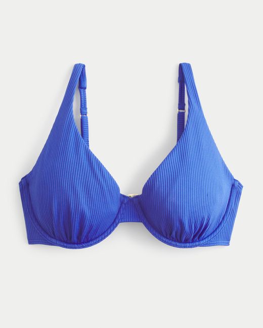 Hollister Blue Curvy High Apex Ribbed Underwire Bikini Top