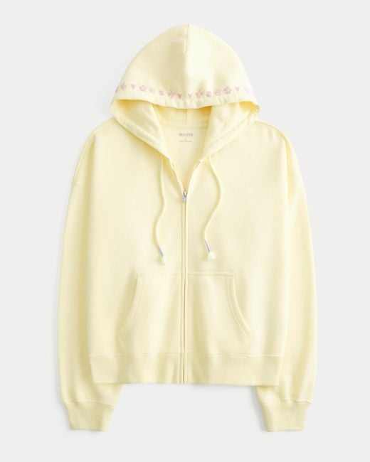 Hollister Yellow Hollister Feel Good Easy Beachy Graphic Zip-up Hoodie