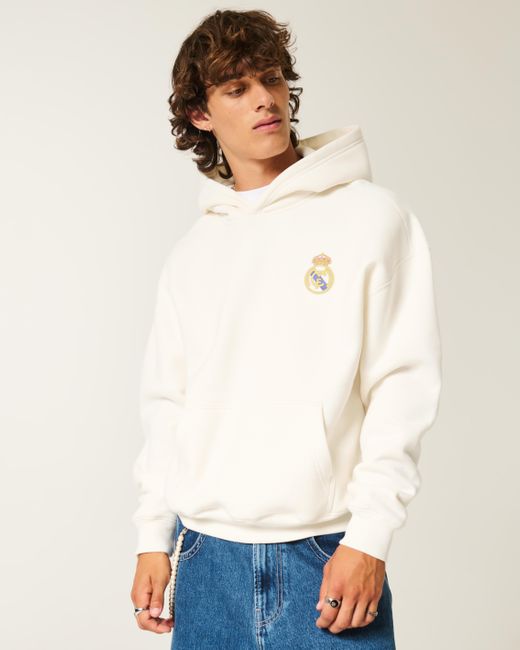 Hollister Natural Real Madrid Cf Graphic Quarter-zip Sweatshirt for men