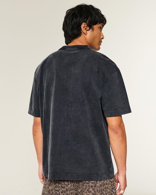 Hollister Black Boxy Heavyweight Paint Splatter Crew T-shirt for men