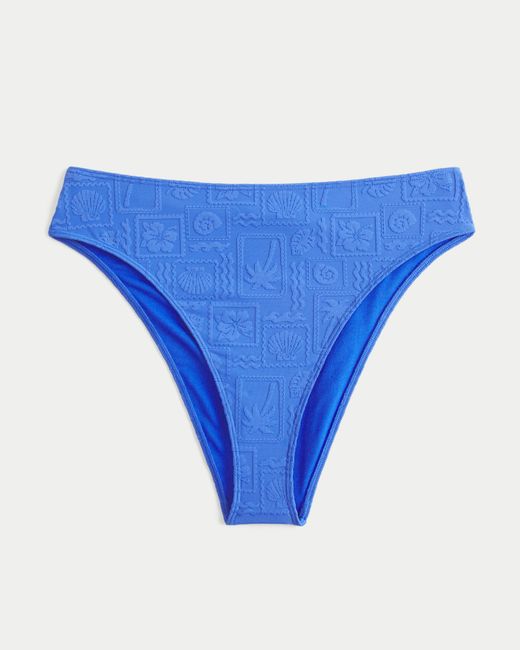 Hollister Blue Curvy High-waist Jacquard Cheeky Bikini Bottom