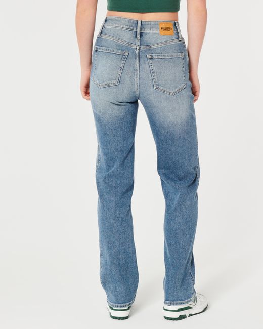 Hollister Blue Ultra High-rise Medium Wash Dad Jeans