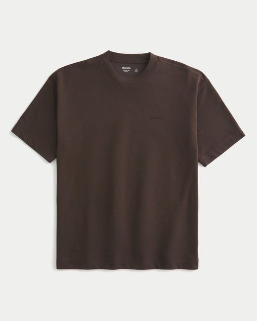 Hollister Brown Boxy Logo Cooling Tee for men