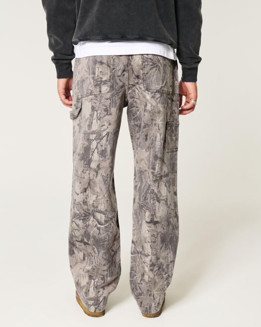 Hollister Gray Camo Baggy Carpenter Jeans for men