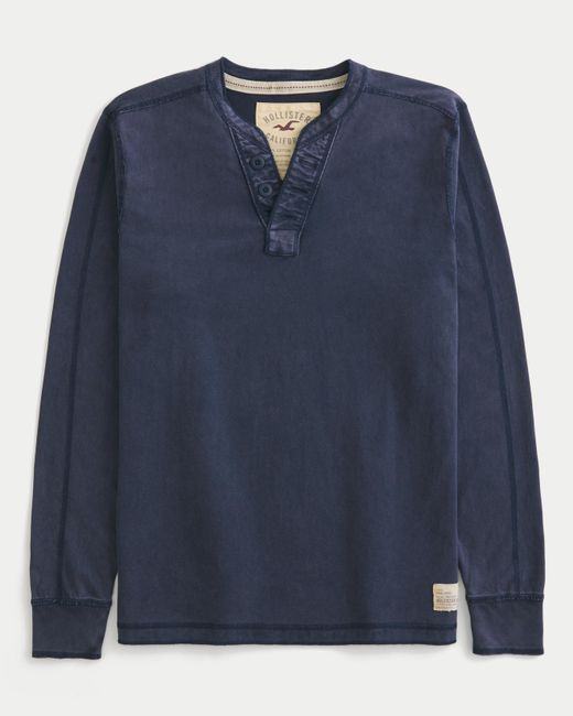 Hollister Blue Holiday Vault Release Crew Henley for men