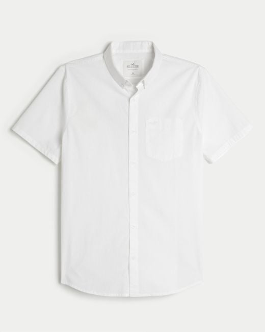 Hollister White Short-sleeve Icon Oxford Shirt for men