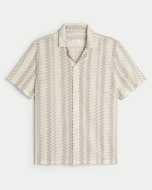 Hollister Natural Short-sleeve Crochet-style Shirt for men
