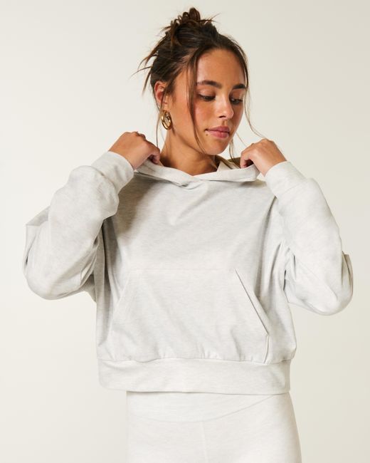 Hollister White Gilly Hicks Active Recharge Cinch Hoodie