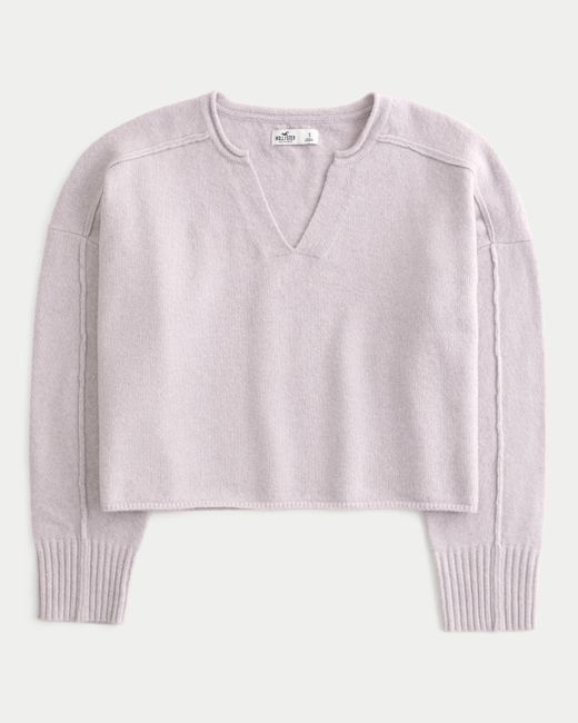 Hollister Pink Fy Cloud Boxy Notch-neck Sweater