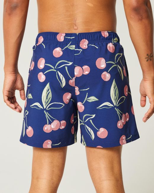 Hollister Blue Mid-thigh Swim Trunks for men