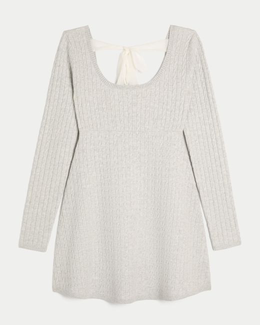 Hollister White Tie Back Babydoll Sweater Mini Dress