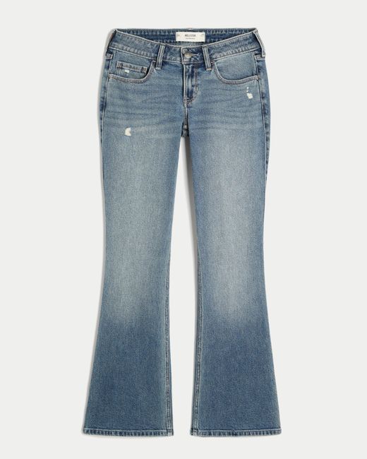 Hollister Blue Low-rise Distressed Medium Wash Bootcut Jeans