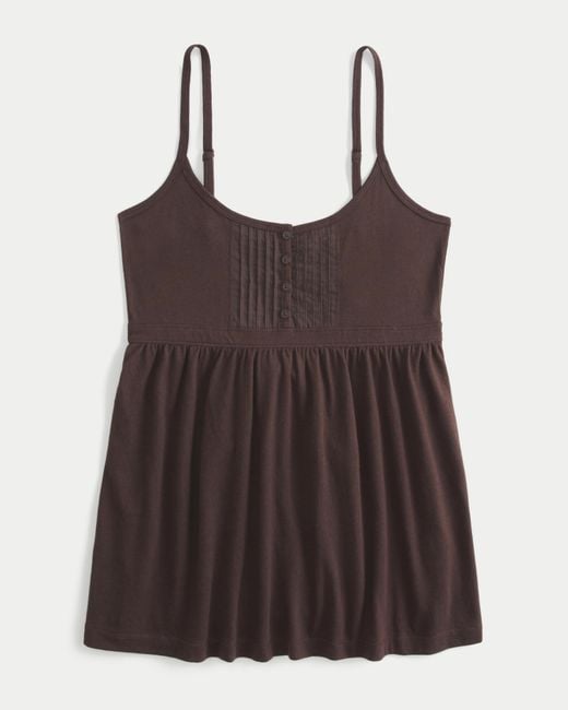 Hollister Brown Easy Scoop Henley Babydoll Top