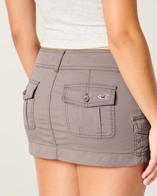 Hollister Gray Ultra Low-rise Cargo Mini Skort