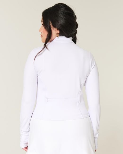 Hollister White Gilly Hicks Active Recharge Bow Double Zip Jacket