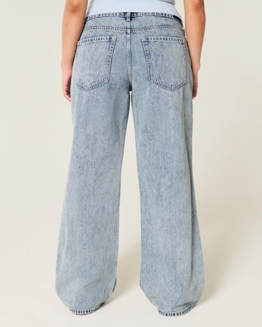 Hollister Blue Low-rise Ripped Medium Wash Baggy Jeans