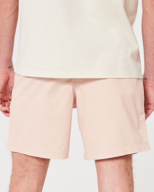Hollister Pink Twill Pull-on Shorts 7" for men