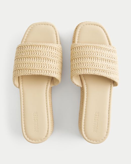 Hollister Natural Raffia Platform Sandals