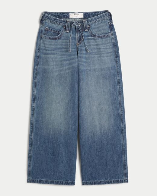 Hollister Blue Ultra Low-rise Medium Wash Super Baggy Jeans