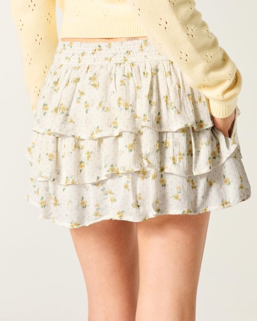 Hollister White Tiered Ruffle Mini Skort