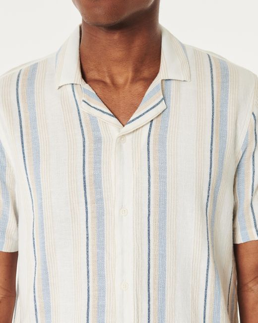 Hollister White Short-sleeve Striped Button-through Shirt for men