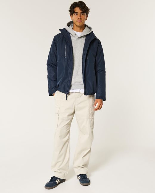 Hollister Blue Hooded Shell Jacket for men