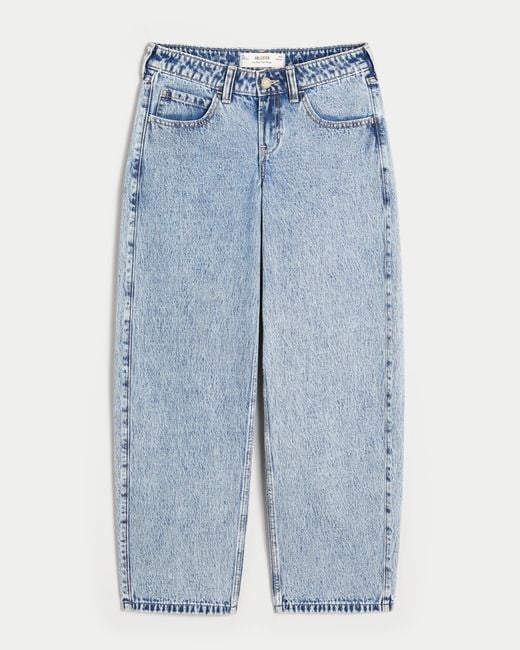 Hollister Blue Low-rise Light Wash Tapered Baggy Jeans
