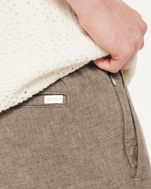 Hollister Gray Slim Straight Linen Blend Pull-on Pants for men