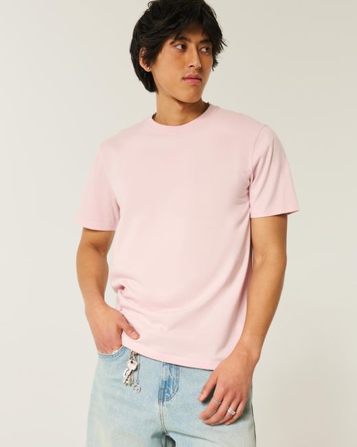 Hollister Classic Fit T-Shirt mit Rundhalsausschnitt in Pink für Herren