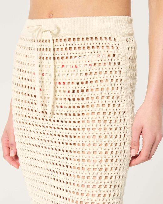 Hollister Natural Crochet-style Cover Up Maxi Skirt