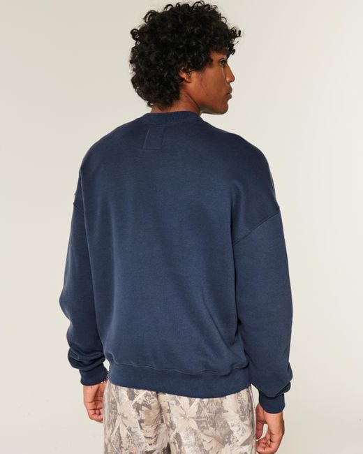 Hollister Blue Boxy Manchester City Fc Graphic Crew Sweatshirt for men