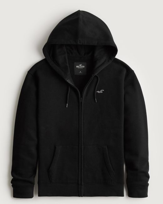 Hollister Full-zip Logo Icon Hoodie in Black for Men | Lyst UK