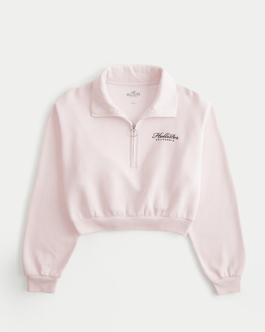 Hollister Pink Lässiges Sweatshirt mit Logo und kurzem Reißverschluss