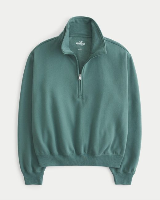 Hollister Green Lässiges Wohlfühl-Sweatshirt mit kurzem Reißverschluss