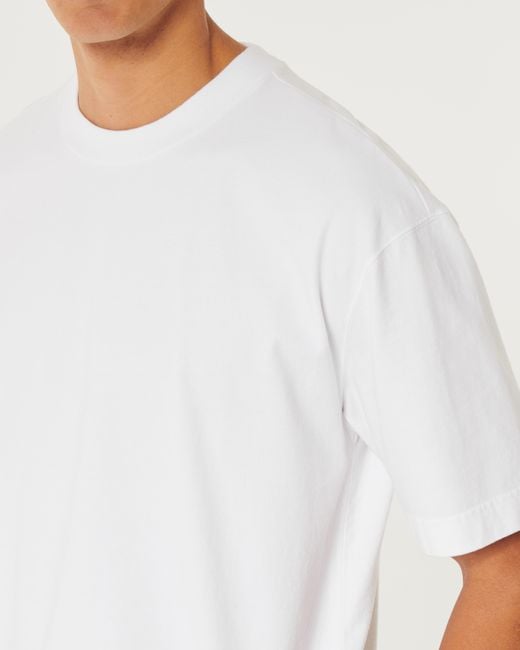 Hollister White Heavyweight Boxy Crop Crew T-shirt for men