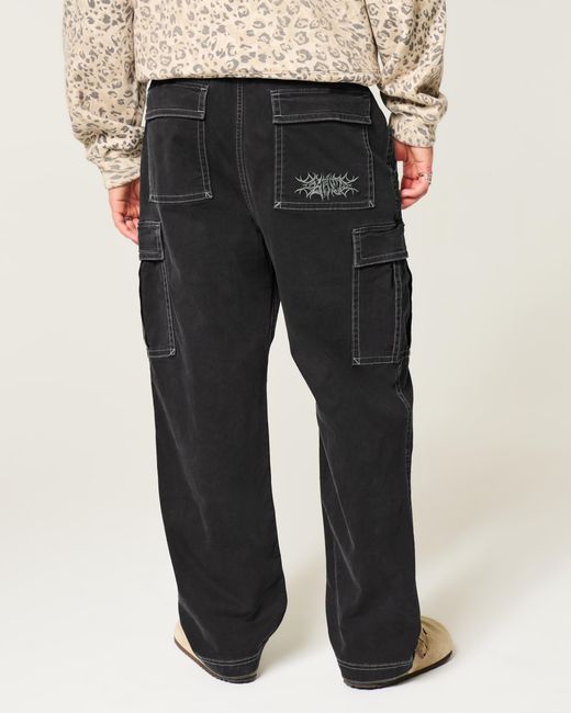 Hollister Black Baggy Cargo Pants for men