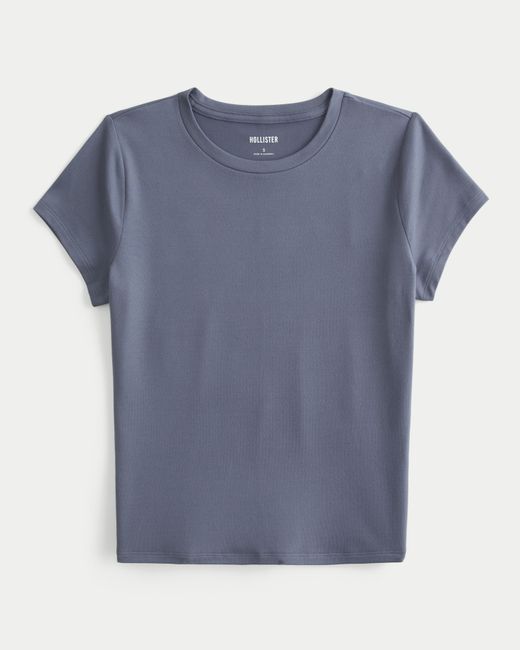 Hollister Blue Seamless Fabric Crew Baby Tee