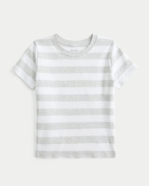 Hollister White 100% Cotton Crew Baby Tee